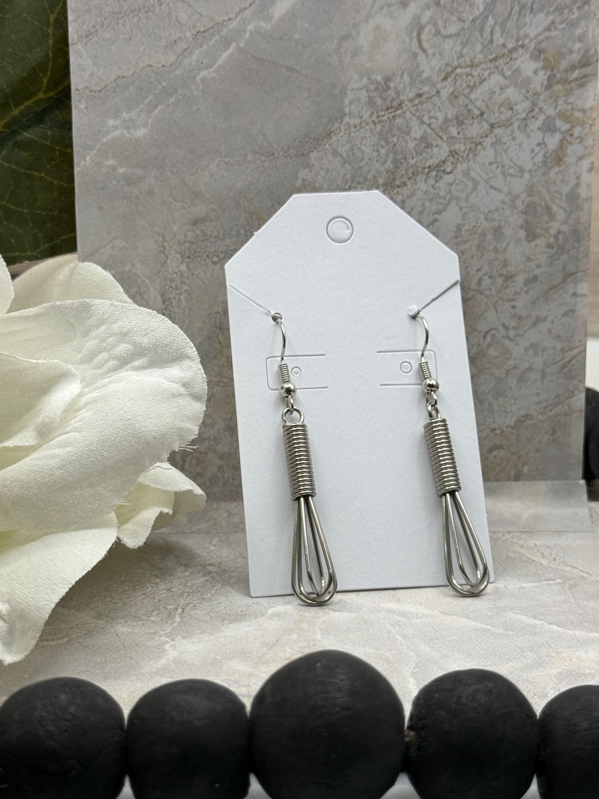 Silver Whisk Dangle Earrings